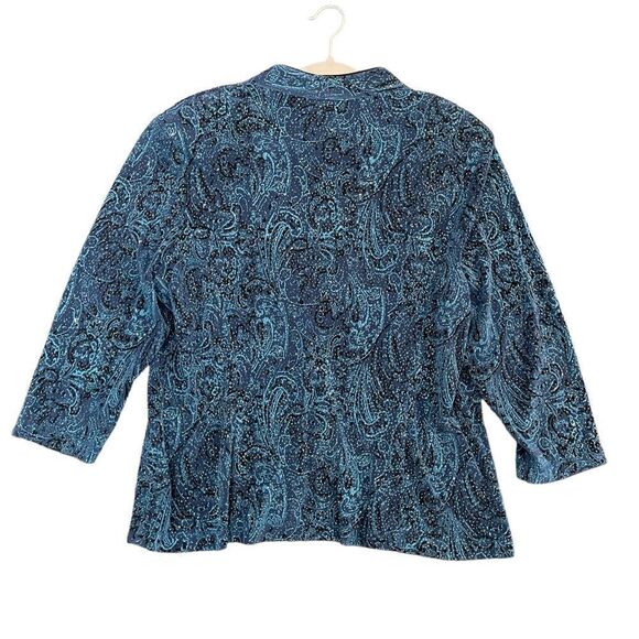 ONYX Nite Twin Set Sapphire Teal Blue Glitter Cardigan Formal Bridal Women's XL - Picture 3 of 12